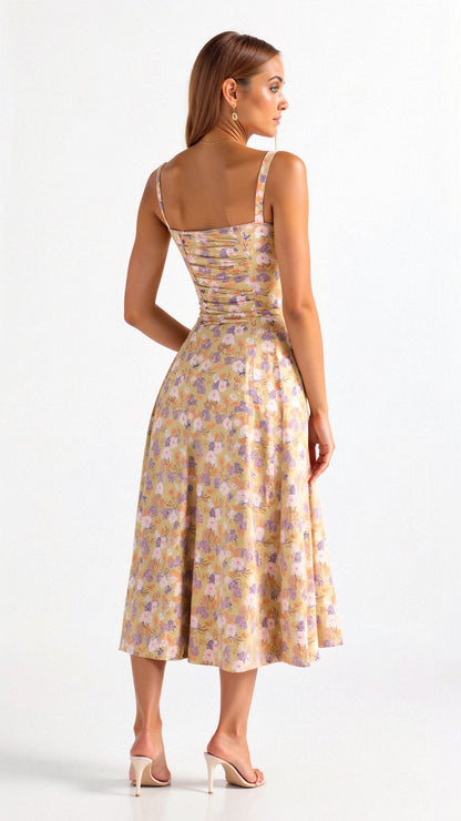 Lureza | Vestido midi con diseño corsé y falda fluida