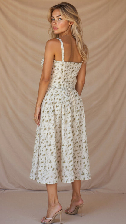 Lureza | Vestido midi con diseño corsé y falda fluida