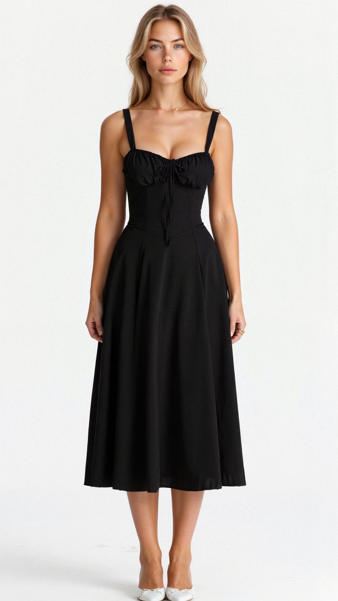Lureza | Vestido midi con diseño corsé y falda fluida