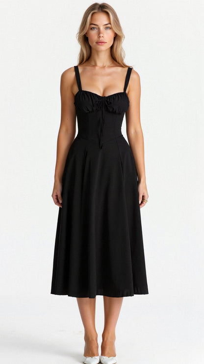 Lureza | Vestido midi con diseño corsé y falda fluida
