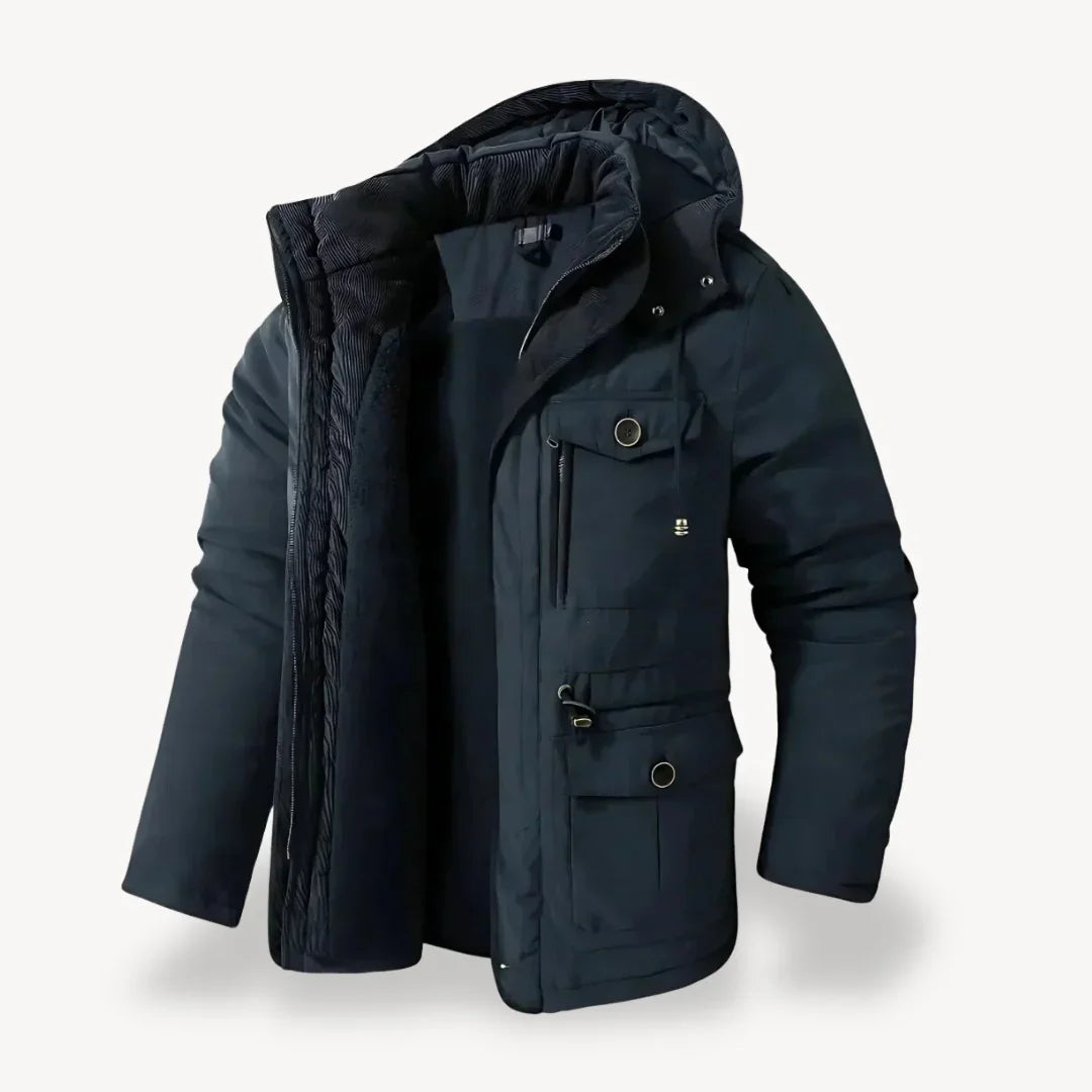 Chaqueta invernal robusto con forro polar para hombre
