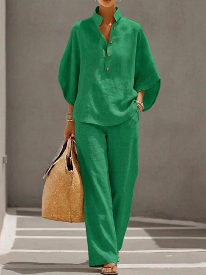 Velira | Women's two-piece set with batwing top and wide-leg pants