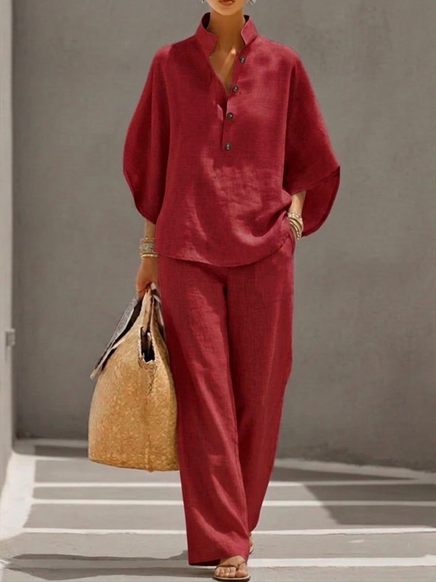 Velira | Women's two-piece set with batwing top and wide-leg pants