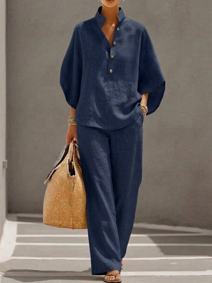 Velira | Women's two-piece set with batwing top and wide-leg pants