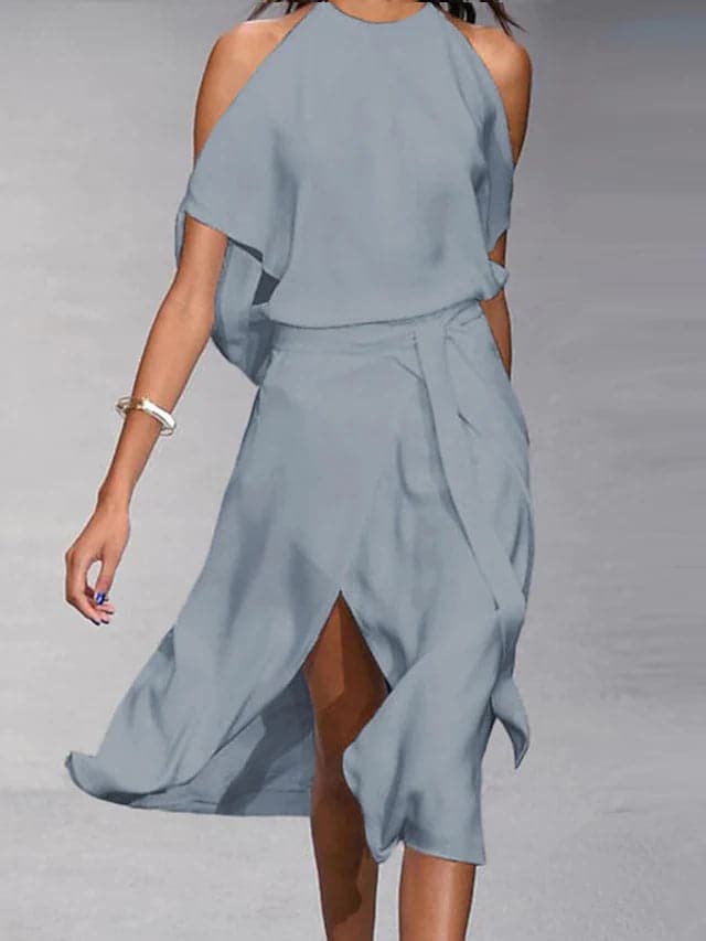 Aitana | Women's off-the-shoulder midi dress with a flowing cut