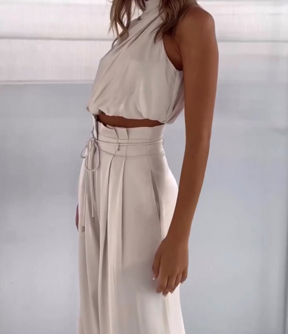 Eloisa | Conjunto para mujer con top halter y pantalón ancho