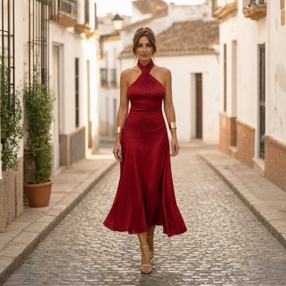 Kattalin | Women's Elegant Halter Neck Midi Dress
