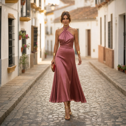Kattalin | Women's Elegant Halter Neck Midi Dress