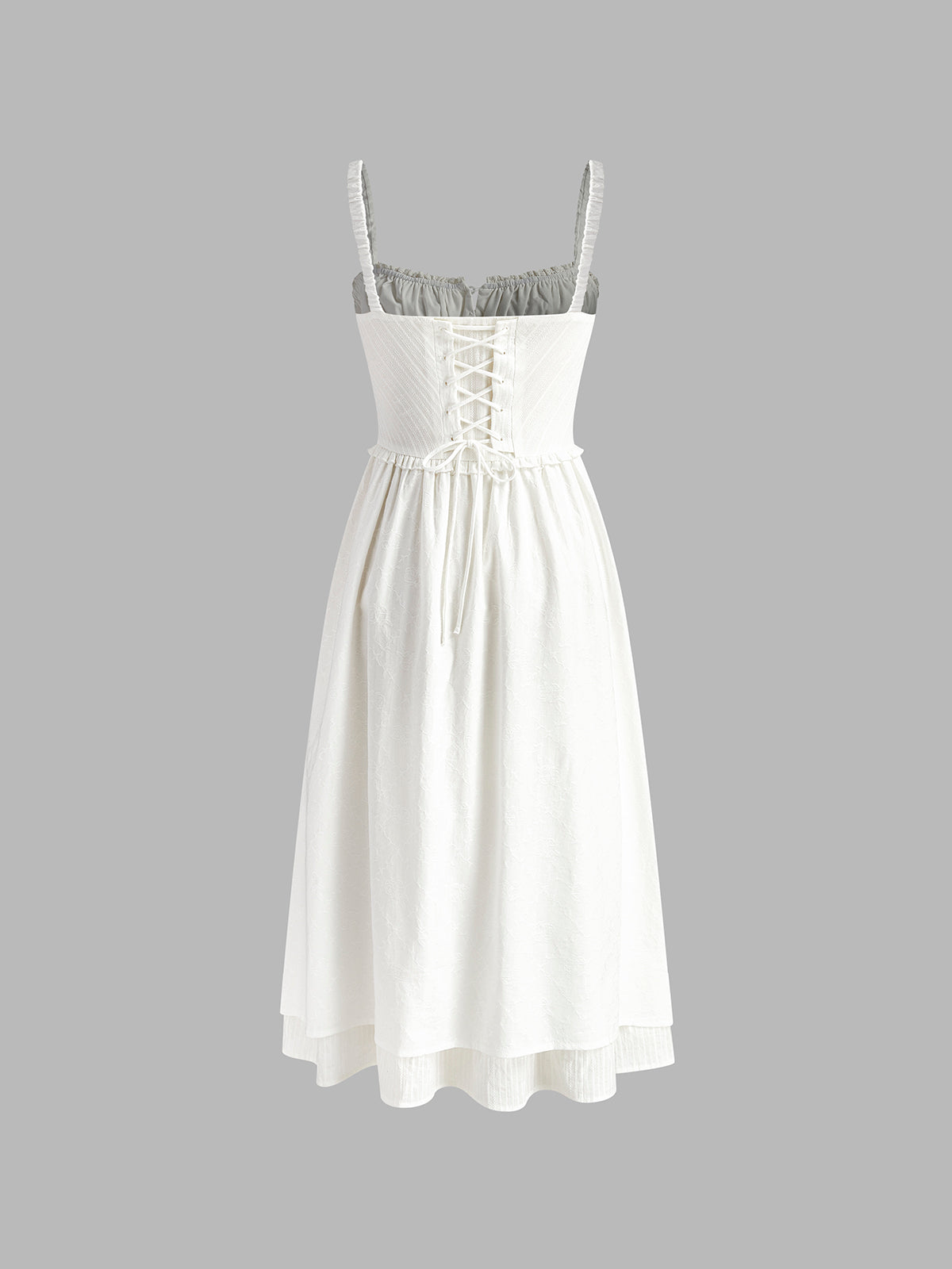 Mónica | Vestido midi para mujer con tirantes finos y volantes