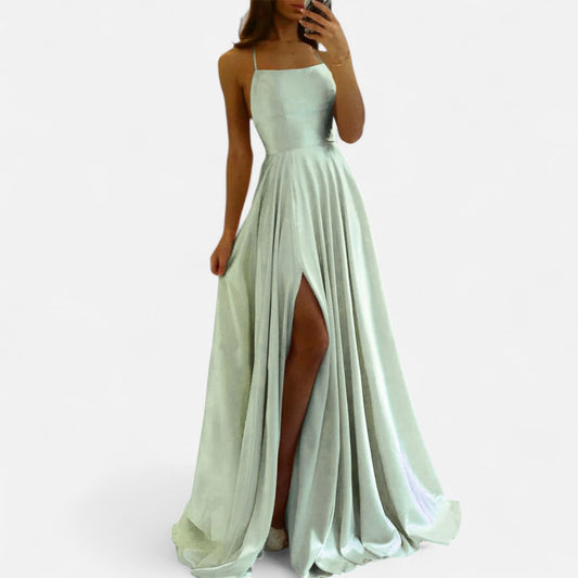 Belina | Women's maxi guest dress with slit and straps