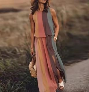 Irene | Vestido largo para mujer con estampado floral y cintura elástica