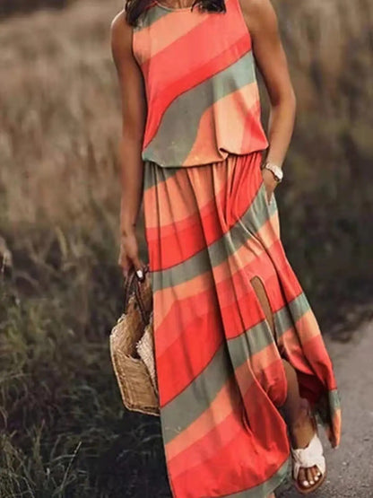 Irene | Vestido largo para mujer con estampado floral y cintura elástica