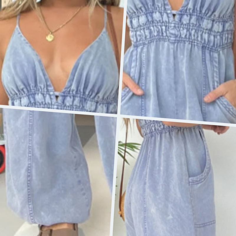Delira | Women's jumpsuit with V-neck and thin straps