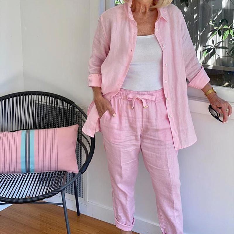 Mercedes | Conjunto dos piezas para mujer con camisa y pantalón con cordón