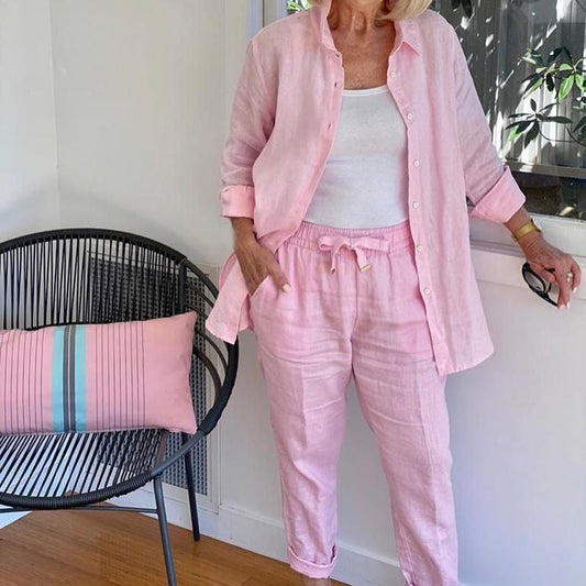 Mercedes | Ensemble deux pièces pour femme avec chemise et pantalon à cordon