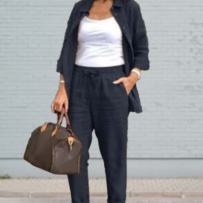 Mercedes | Conjunto dos piezas para mujer con camisa y pantalón con cordón