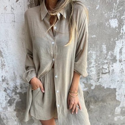Lunara | Conjunto de dos piezas para mujer con camisa y botones
