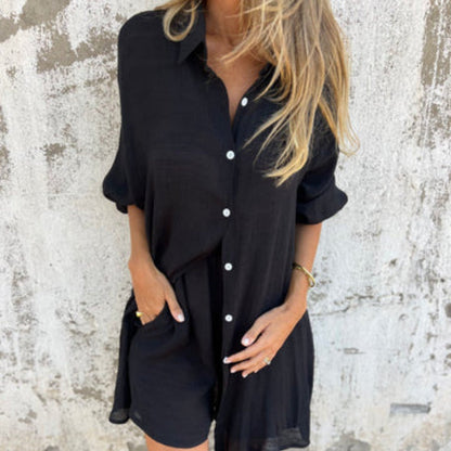 Lunara | Conjunto de dos piezas para mujer con camisa y botones