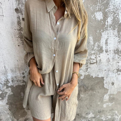 Lunara | Conjunto de dos piezas para mujer con camisa y botones