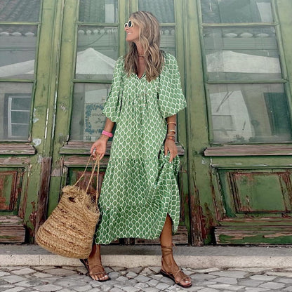 Cayetana | Bohemian women's maxi dress with V-neck