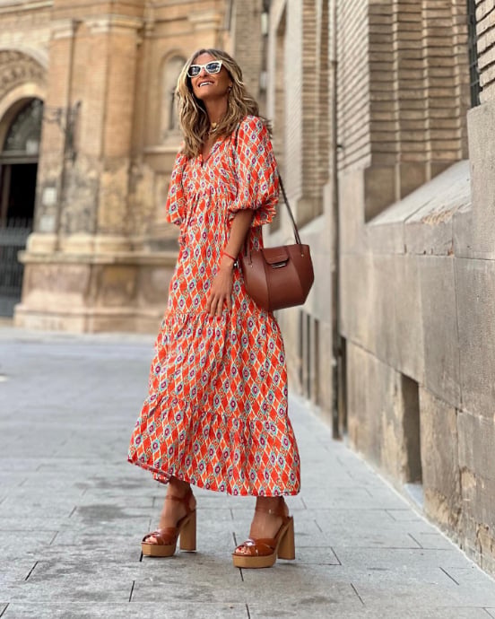 Cayetana | Bohemian women's maxi dress with V-neck