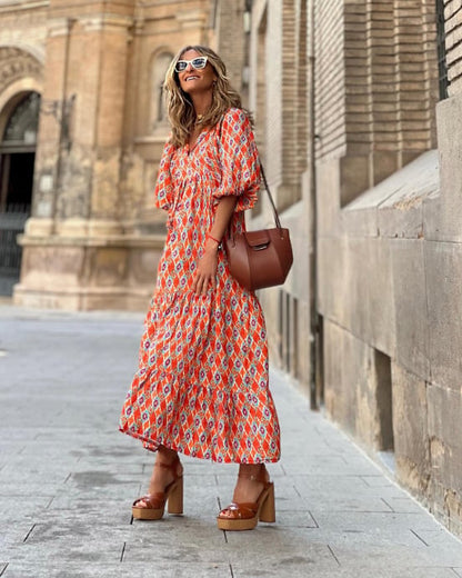 Cayetana | Bohemian women's maxi dress with V-neck