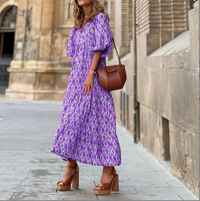 Cayetana | Bohemian women's maxi dress with V-neck