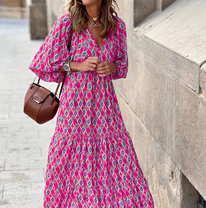 Cayetana | Bohemian women's maxi dress with V-neck