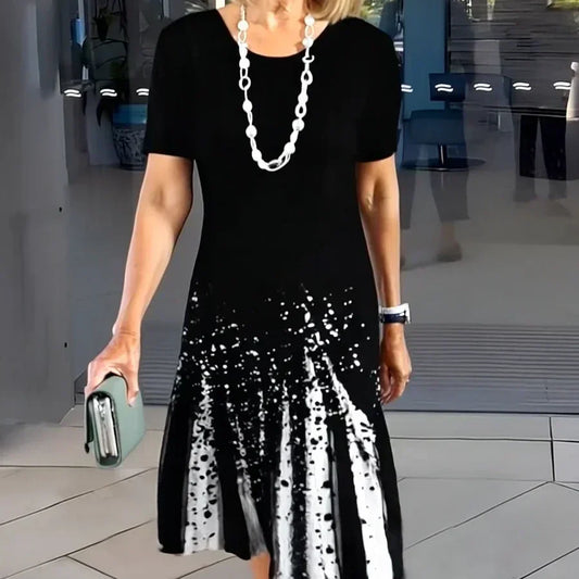 Elmara | Robe midi pour femme à imprimé et manches courtes