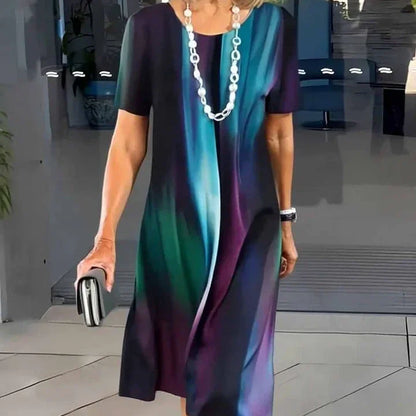 Elmara | Robe midi pour femme à imprimé et manches courtes