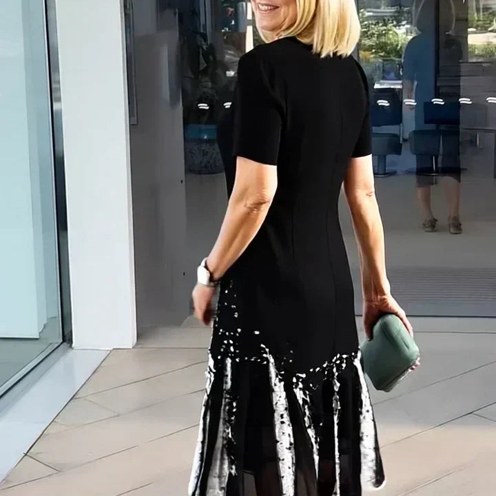 Elmara | Robe midi pour femme à imprimé et manches courtes