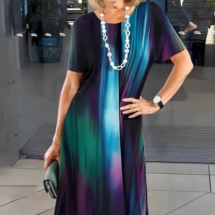 Elmara | Robe midi pour femme à imprimé et manches courtes