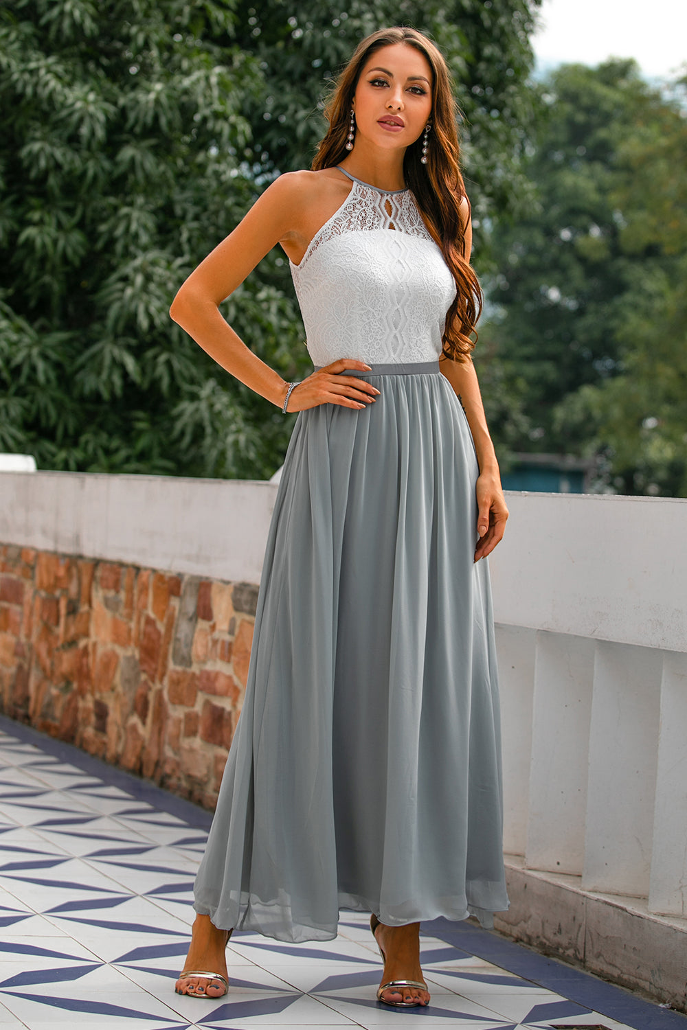 Alejandra | Women's Halter Neck Maxi Dress for Wedding Guests
