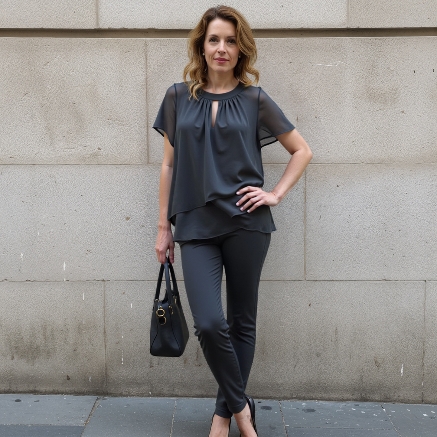 Paula | Conjunto elegante de dos piezas con blusa y pantalón
