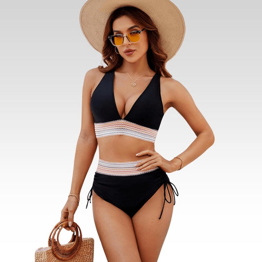 Perla | Bikini de dos piezas con escote en V y cintura alta