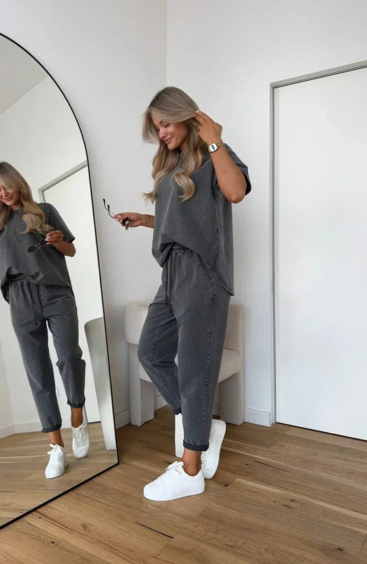 Mariela | Conjunto de algodón con camiseta amplia y shorts