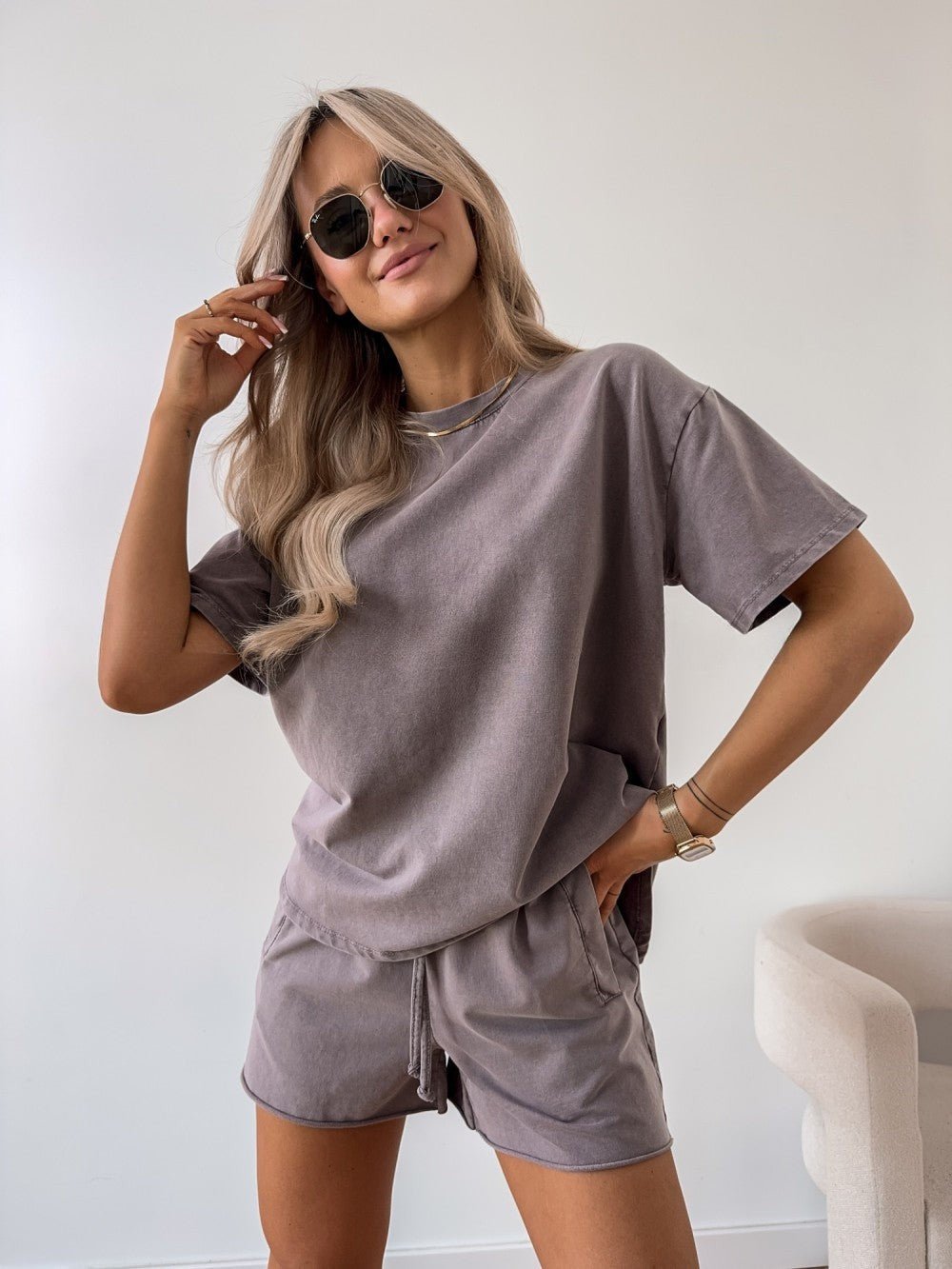 Mariela | Conjunto de algodón con camiseta amplia y shorts