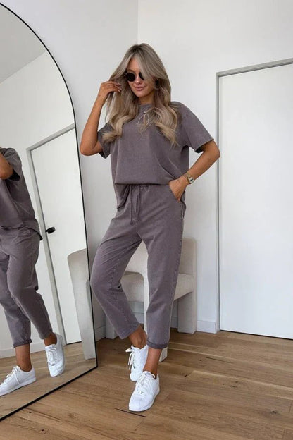 Mariela | Conjunto de algodón con camiseta amplia y shorts