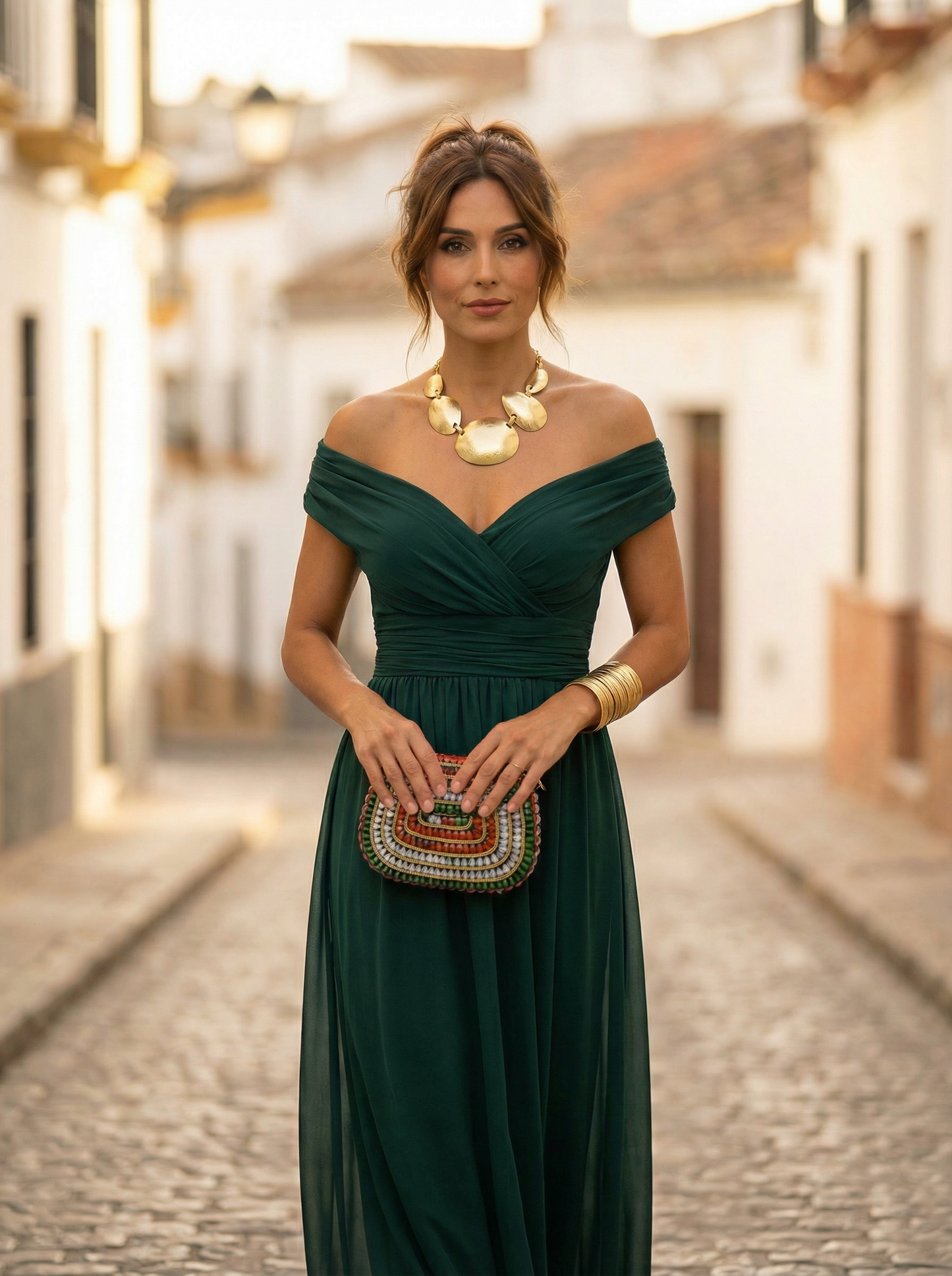 Leo | Elegant V-Neck Ruched Long Dress for Women | Wedding