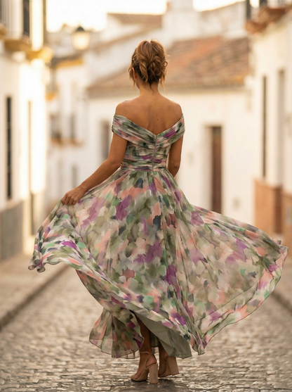 Leo | Elegant V-Neck Ruched Long Dress for Women | Wedding