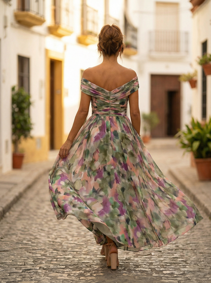 Leo | Elegant V-Neck Ruched Long Dress for Women | Wedding