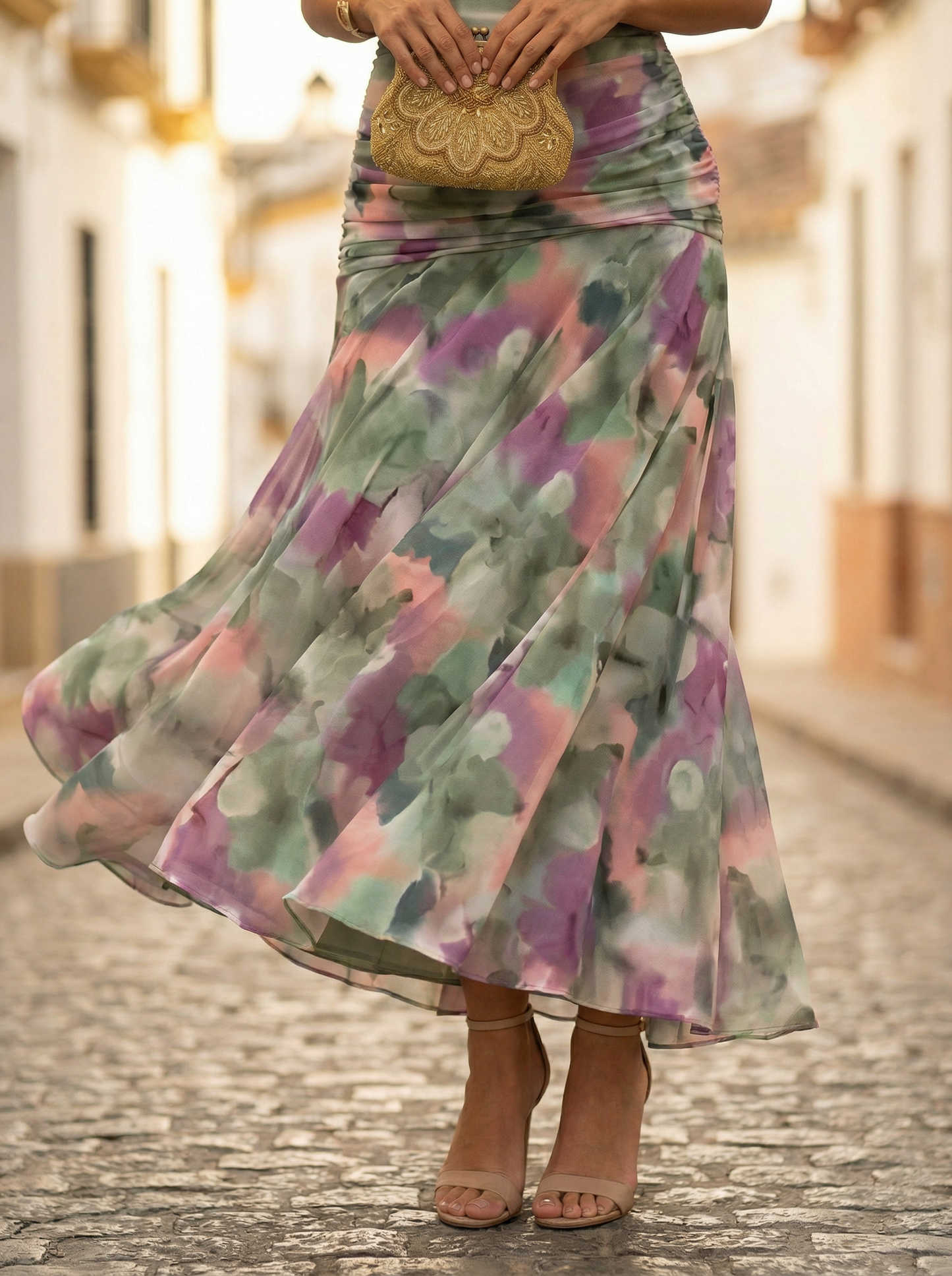 Leo | Elegant V-Neck Ruched Long Dress for Women | Wedding