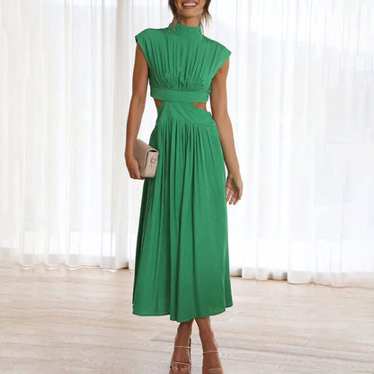 Natalia | Women's dress with high neck and waist cut