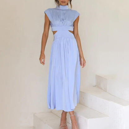 Natalia | Women's dress with high neck and waist cut