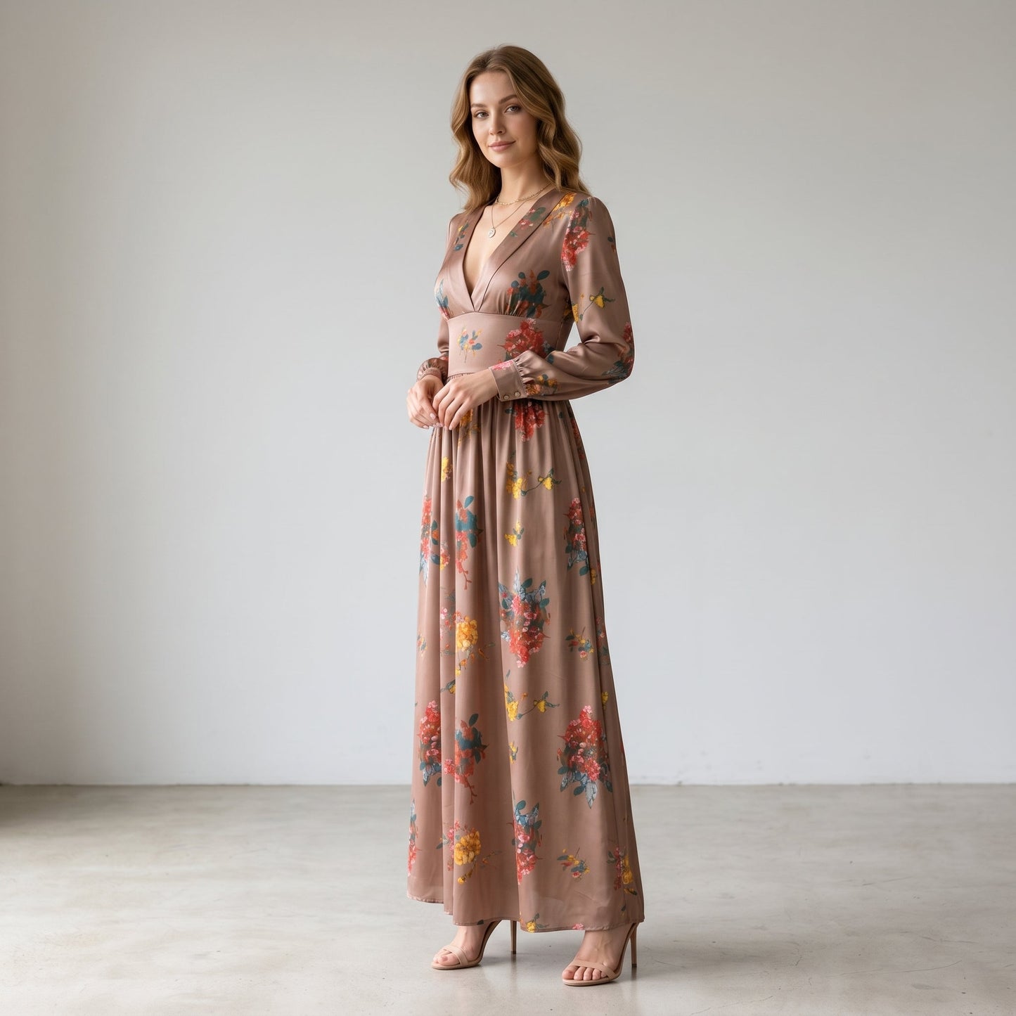 Camila | Vestido boho maxi para mujer con volantes y manga larga