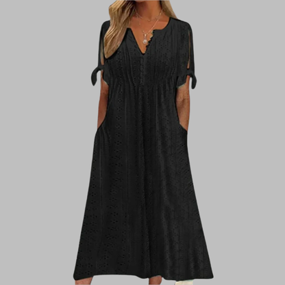 Renata | Vestido midi para mujer con escote en V y calados