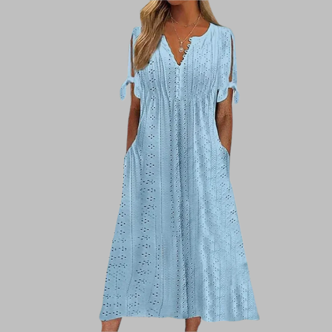 Renata | Vestido midi para mujer con escote en V y calados