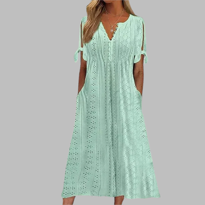 Renata | Vestido midi para mujer con escote en V y calados