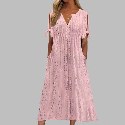 Renata | Vestido midi para mujer con escote en V y calados