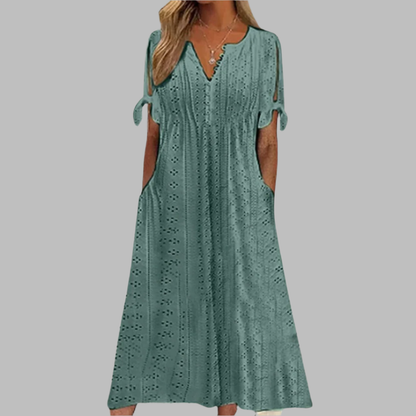 Renata | Vestido midi para mujer con escote en V y calados